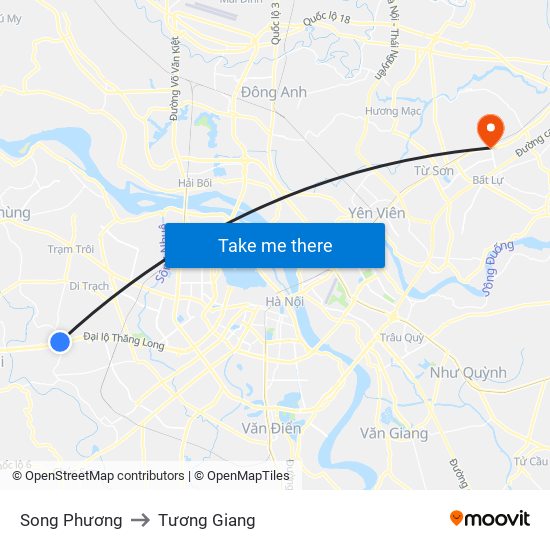 Song Phương to Tương Giang map