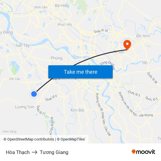 Hòa Thạch to Tương Giang map