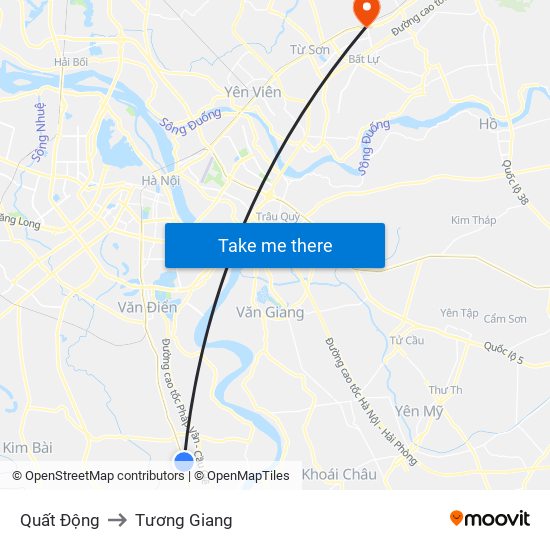 Quất Động to Tương Giang map