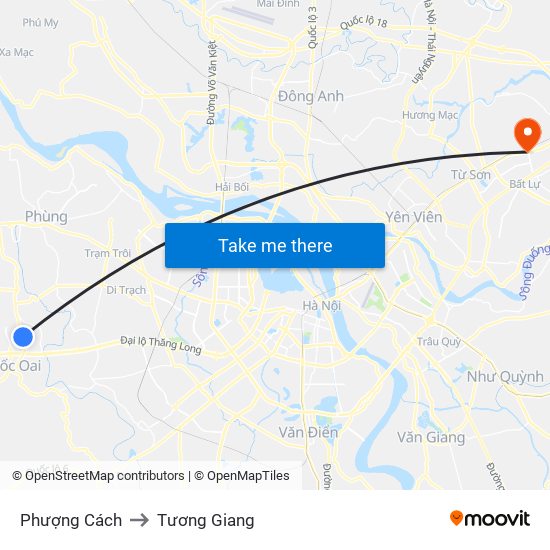 Phượng Cách to Tương Giang map