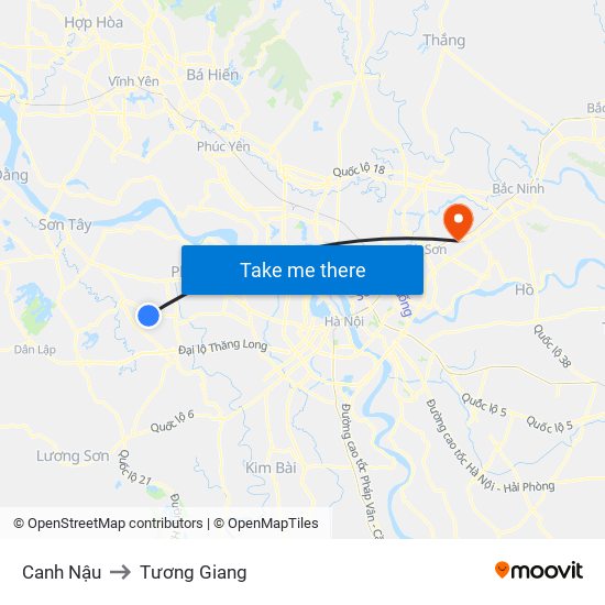 Canh Nậu to Tương Giang map