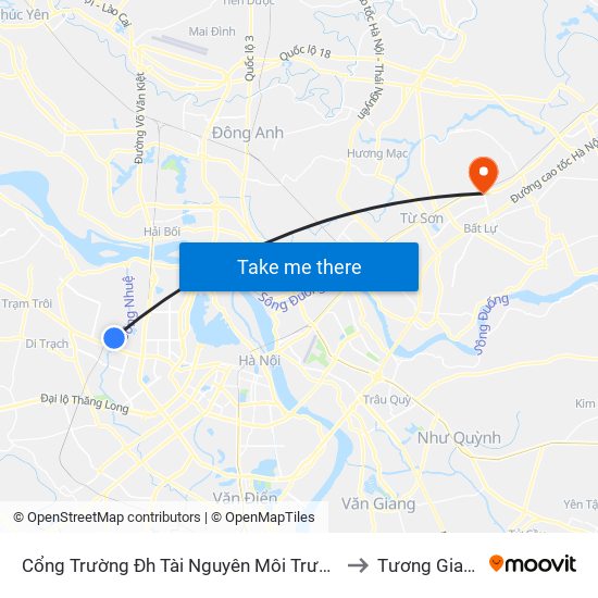 Cổng Trường Đh Tài Nguyên Môi Trường to Tương Giang map