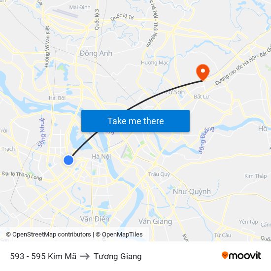 593 - 595 Kim Mã to Tương Giang map