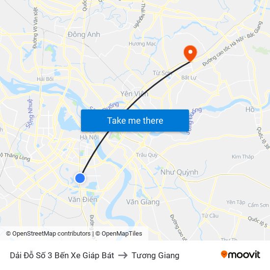 Dải Đỗ Số 3 Bến Xe Giáp Bát to Tương Giang map