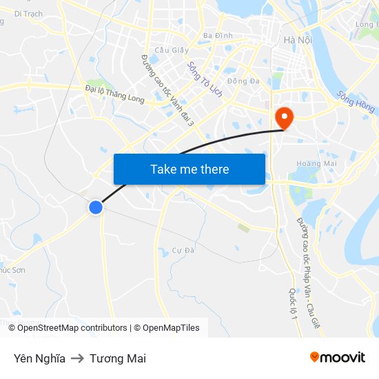 Yên Nghĩa to Tương Mai map