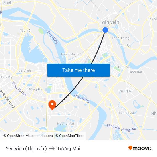 Yên Viên (Thị Trấn ) to Tương Mai map