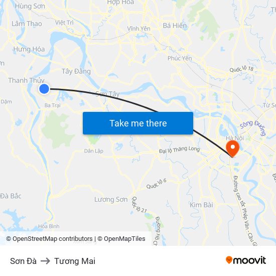 Sơn Đà to Tương Mai map