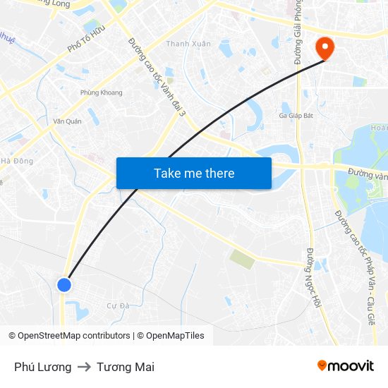 Phú Lương to Tương Mai map