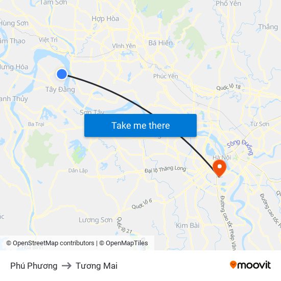 Phú Phương to Tương Mai map