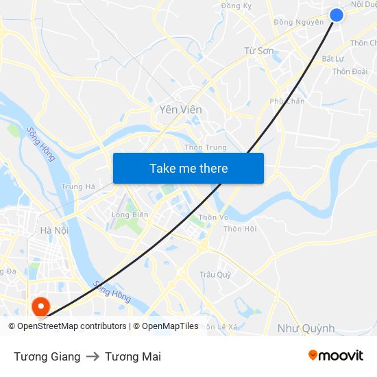 Tương Giang to Tương Mai map