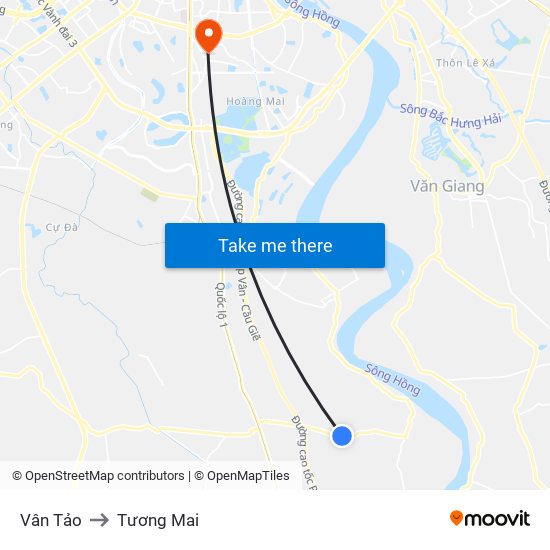 Vân Tảo to Tương Mai map