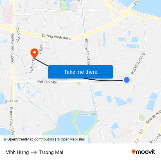 Vĩnh Hưng to Tương Mai map