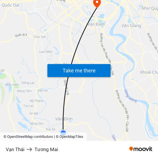 Vạn Thái to Tương Mai map