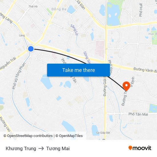 Khương Trung to Tương Mai map