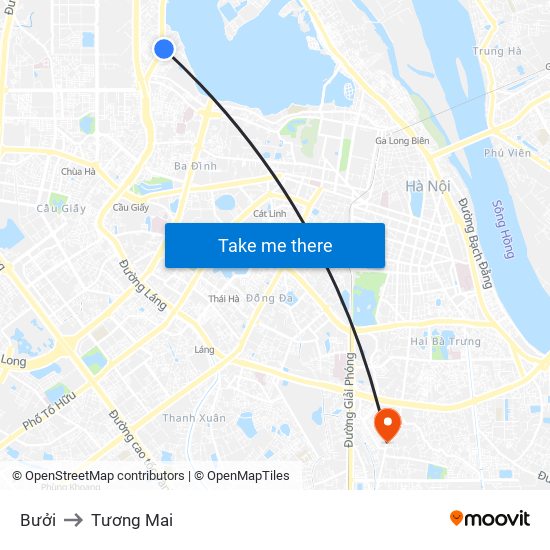 Bưởi to Tương Mai map