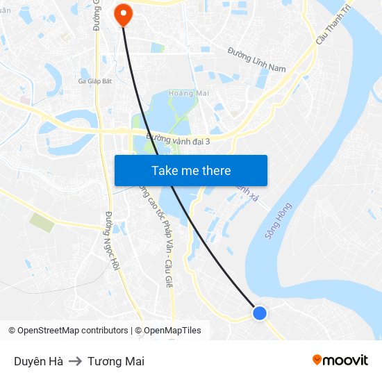 Duyên Hà to Tương Mai map