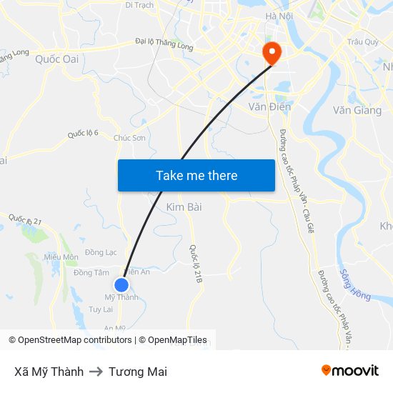 Xã Mỹ Thành to Tương Mai map