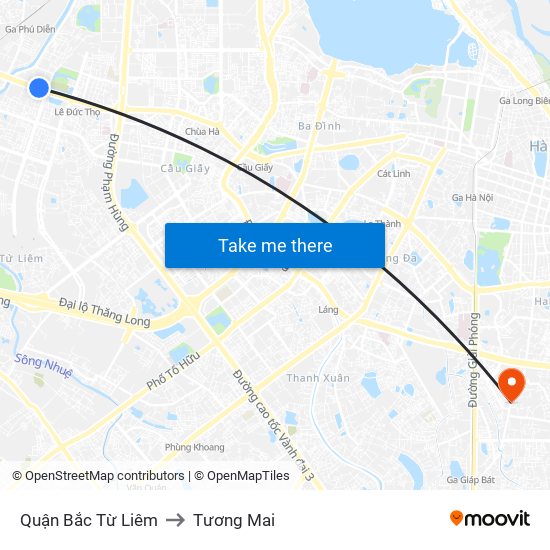 Quận Bắc Từ Liêm to Tương Mai map