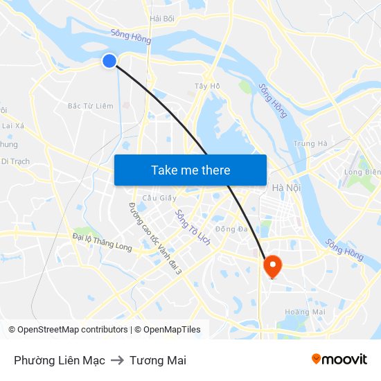 Phường Liên Mạc to Tương Mai map