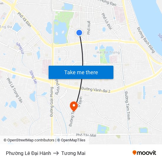 Phường Lê Đại Hành to Tương Mai map