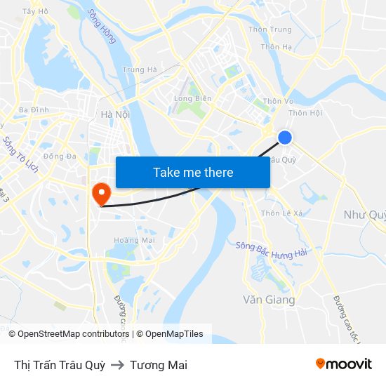 Thị Trấn Trâu Quỳ to Tương Mai map