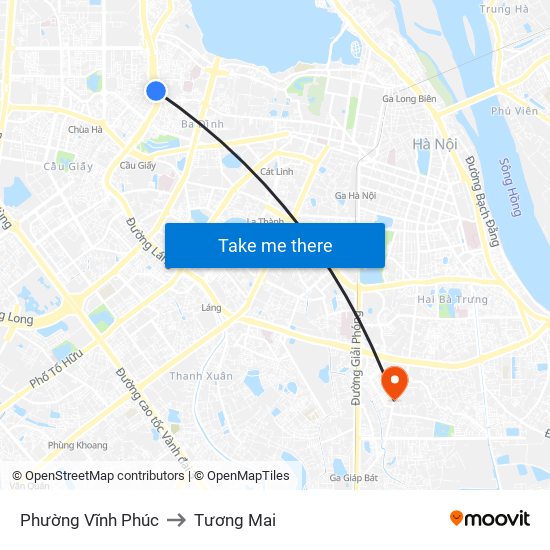 Phường Vĩnh Phúc to Tương Mai map