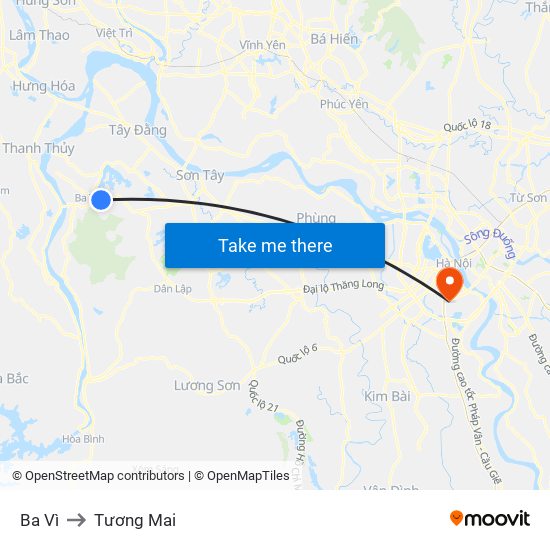 Ba Vì to Tương Mai map