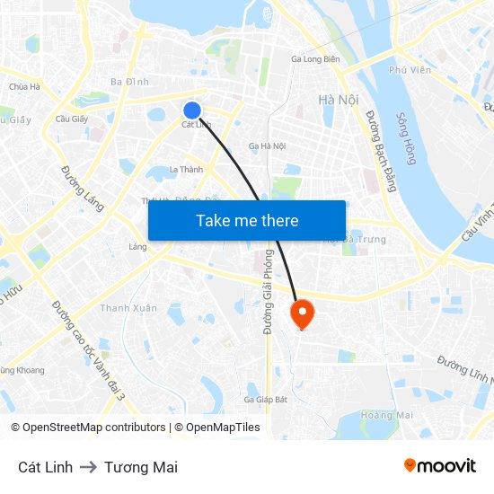 Cát Linh to Tương Mai map