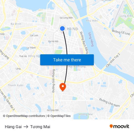 Hàng Gai to Tương Mai map