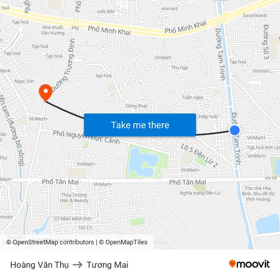 Hoàng Văn Thụ to Tương Mai map