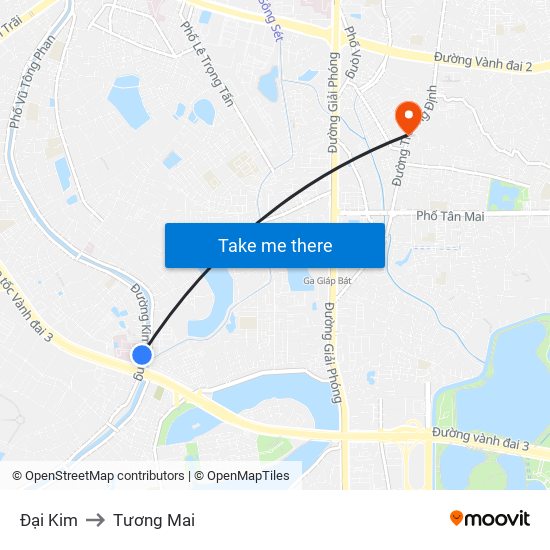 Đại Kim to Tương Mai map