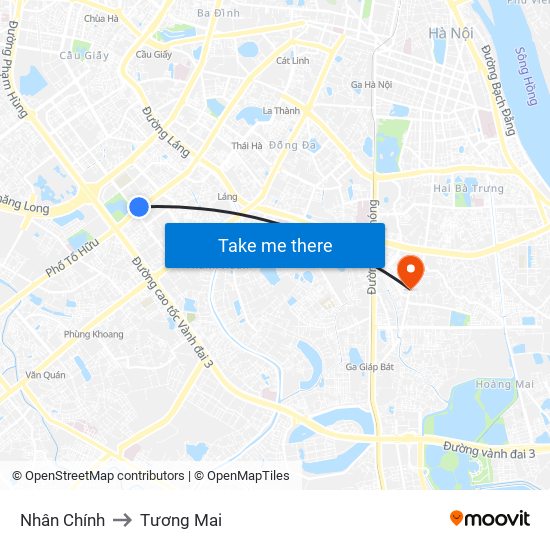 Nhân Chính to Tương Mai map