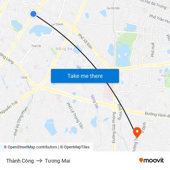 Thành Công to Tương Mai map