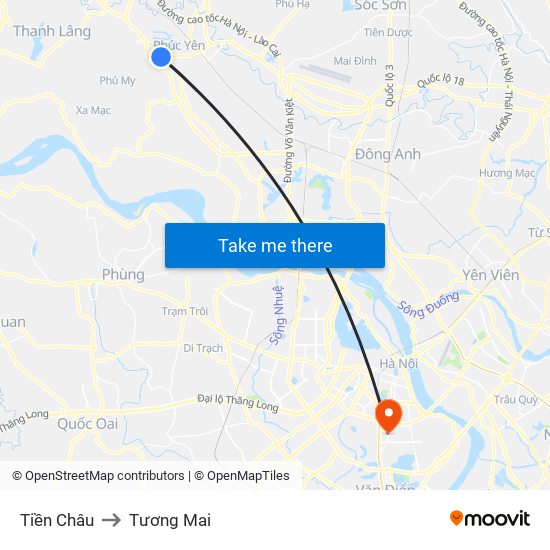 Tiền Châu to Tương Mai map