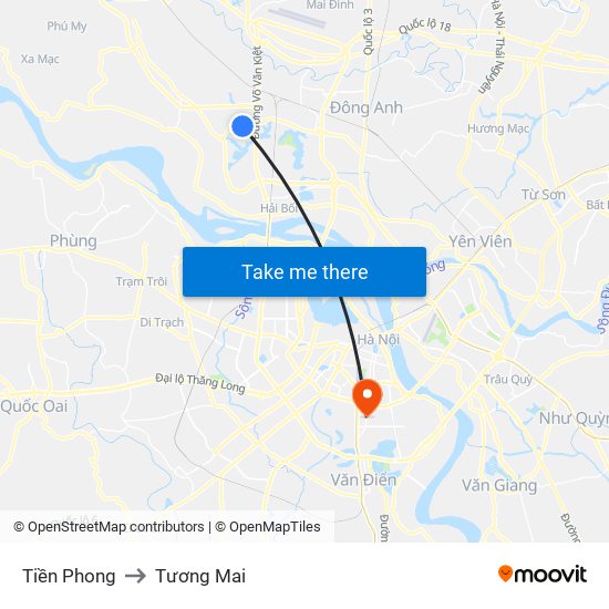 Tiền Phong to Tương Mai map