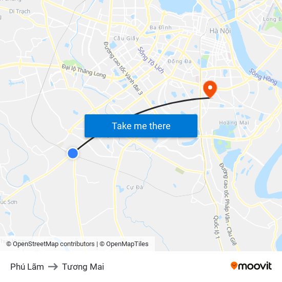Phú Lãm to Tương Mai map
