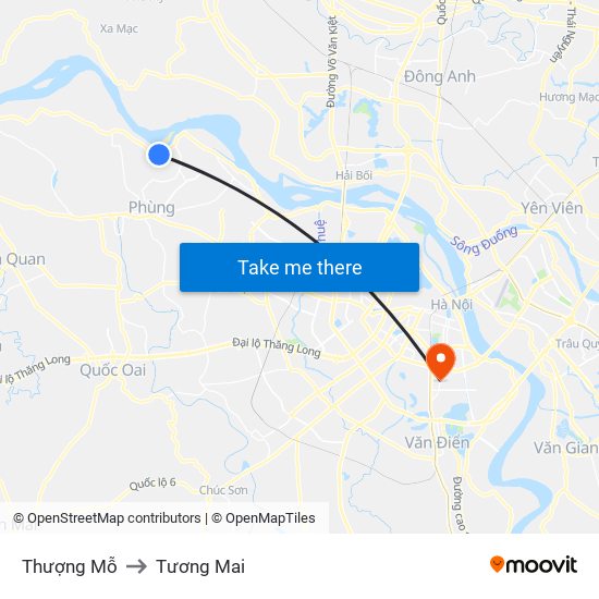 Thượng Mỗ to Tương Mai map