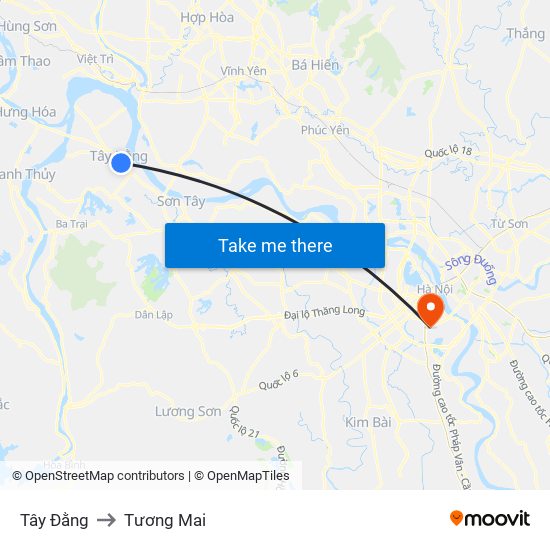 Tây Đằng to Tương Mai map