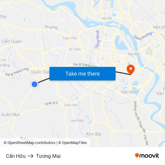 Cấn Hữu to Tương Mai map