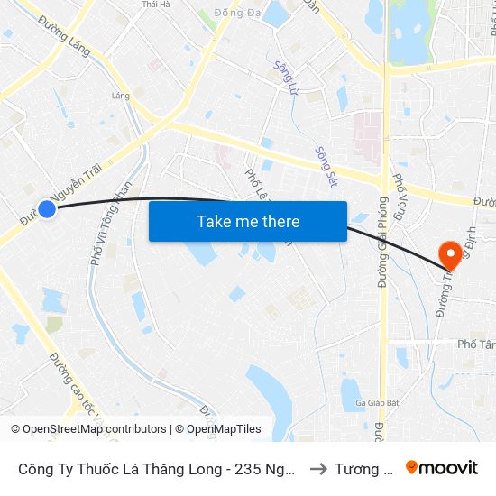 Công Ty Thuốc Lá Thăng Long - 235 Nguyễn Trãi to Tương Mai map