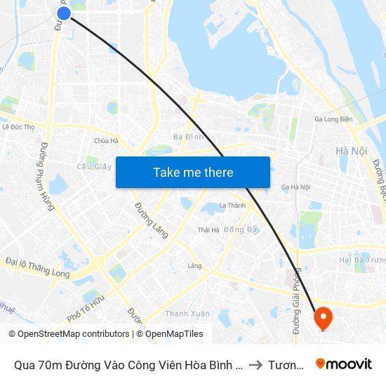 Qua 70m Đường Vào Công Viên Hòa Bình - Phạm Văn Đồng to Tương Mai map