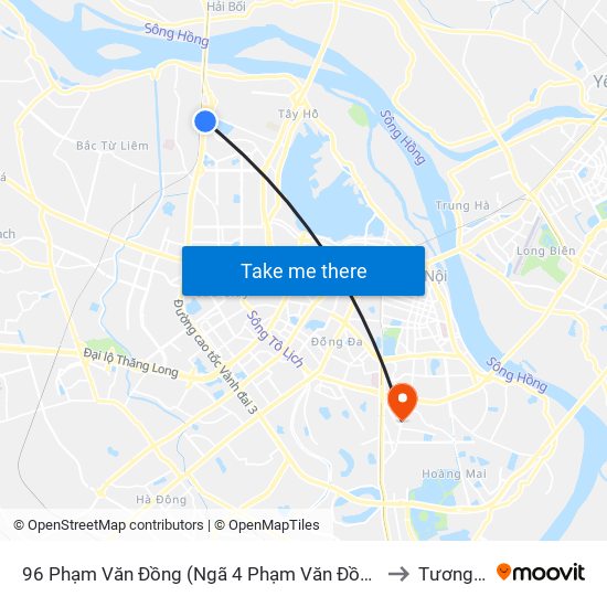 96 Phạm Văn Đồng (Ngã 4 Phạm Văn Đồng - Xuân Đỉnh) to Tương Mai map