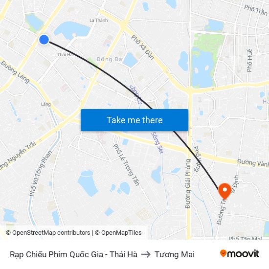 Rạp Chiếu Phim Quốc Gia - Thái Hà to Tương Mai map