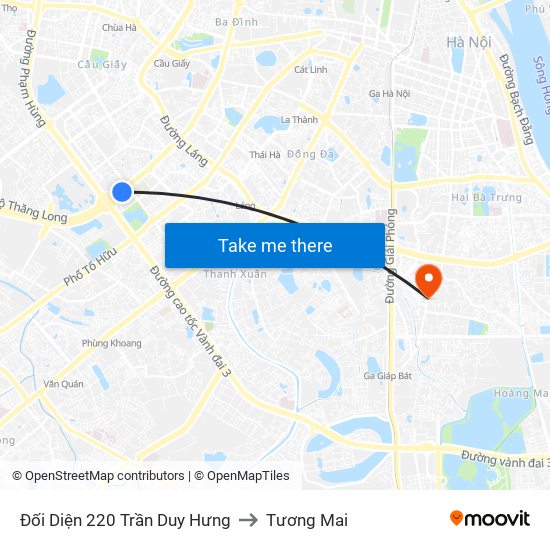 Đối Diện 220 Trần Duy Hưng to Tương Mai map