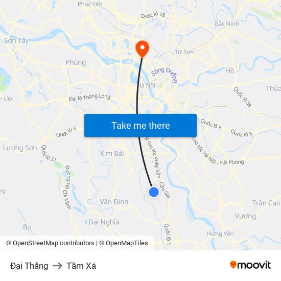 Đại Thắng to Tầm Xá map