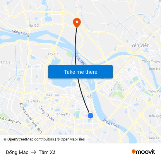 Đống Mác to Tầm Xá map