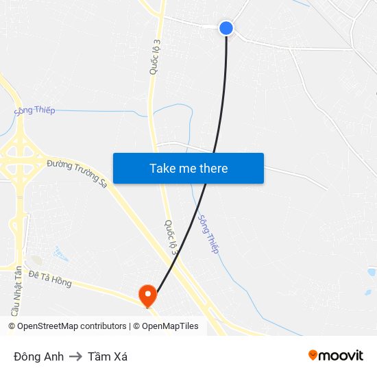 Đông Anh to Tầm Xá map