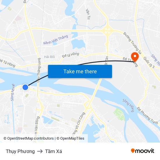 Thụy Phương to Tầm Xá map