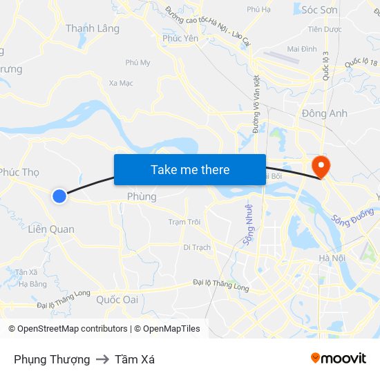 Phụng Thượng to Tầm Xá map