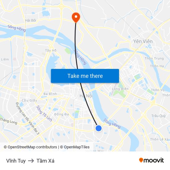 Vĩnh Tuy to Tầm Xá map